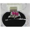 Image 1 : #82-RED RUBY &CZ  .925 STERLING SILVER RING