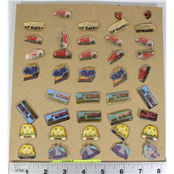 SHEET OF ASSORTED RAILWAY PINS