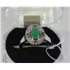 Image 1 : #91- EMERALD &CZ .925 STERLING SILVER RING