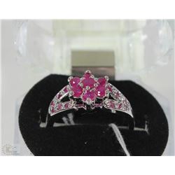 #83- RED RUBY .925 STERLING SILVER RING
