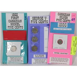 LOT OF COLLECTIBLE COINS INCL 1886 SILVER 5 CENT,