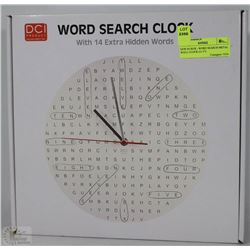NEW IN BOX - WORD SEARCH METAL WALL CLOCK (11.5")