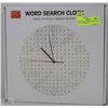 Image 1 : NEW IN BOX - WORD SEARCH METAL WALL CLOCK (11.5")