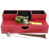 Image 1 : REED LEATHER DESK ORGANIZER WITH DESK ITEMS