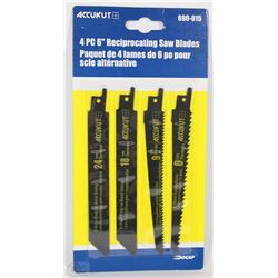 NEW ACCUKUT 4PC 6" RECIPROCATING SAW BLADES
