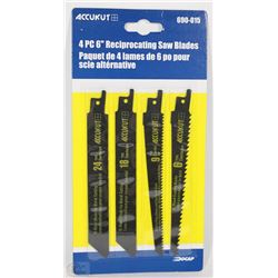 NEW ACCUKUT 4PC 6" RECIPROCATING SAW BLADES