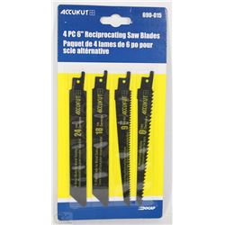 NEW ACCUKUT 4PC 6" RECIPROCATING SAW BLADES