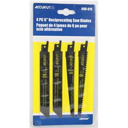 NEW ACCUKUT 4PC 6" RECIPROCATING SAW BLADES