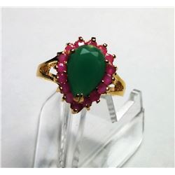 14K GOLD EMERALD & RUBY RING