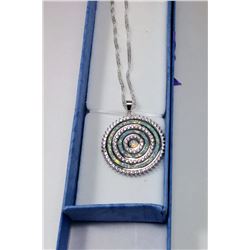 FIRE OPAL & CLEAR TOPAZ PENDANT & CHAIN