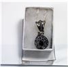 Image 1 : VINTAGE STYLE OVAL BLACK & CLEAR CZ PENDANT