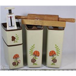 VINTAGE COMPLETE CANISTER SET MADE IN CANADA