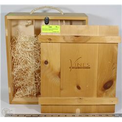 VINES DOVE TAILED WOOD WONE CASE HOLDS 3 BOTTLES