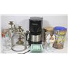 Image 1 : CUISINART COFFEEMAKER, GLASSWARE, CANISTERS AND