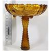 Image 1 : 11" FOOTED AMBER GLASS BOWL WITH HOBNAIL AMBER