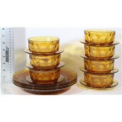 20 VINTAGE AMBER DESERT DISHES AND PLATES