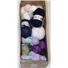 Image 1 : BOX OF NEW WOOLS IN ASSORTED COLORS AND TYPES
