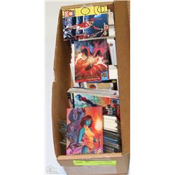 BOX OF VARIOUS COLLECTOR CARDS INCLUDING,  BASKET