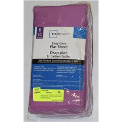 NEW MAINSTAYS EASY CARE FLAT SHEET, PURPLE/PINK