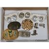 Image 1 : FLAT OF WESTERN ITEMS BELT BUCKLES/PINS/EARRINGS