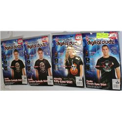 4 NEW DIGITAL DUDZ T-SHIRTS INCL ZOMBIES, CLOWN