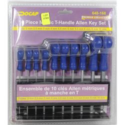 NEW 10PC METRIC T-HANDLE ALLEN KEY SET