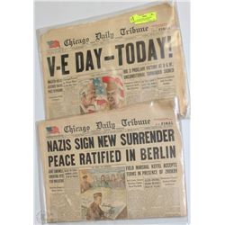 2 CHICAGO TIMES NEWSPAPERS DATED MAY8,9 1945 NAZI'S