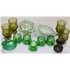Image 1 : LOT OF ASSORTED HEAVY GREEN GLASSES AND