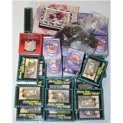 BOX W/ ASSORTED MIRROR TRAYS, MINI BASKETS & MORE