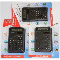 3 PACK OF DUAL POWER  POCKET CALCULATORS