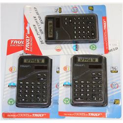 3 PACK OF DUAL POWER  POCKET CALCULATORS