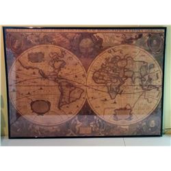 FRAMED SEPTIA TONED NAUTICAL MAP