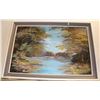 Image 1 : OIL PAINTING OF A FLOWING RIVER SCENE (41"X29")