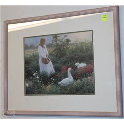 PRINT OF A WOMAN IN HER FLOWER GARDEN 21"X17 "