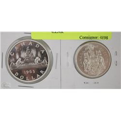 LOT OF TWO CANADIAN SILVER COIN - DOLLAR