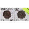 Image 1 : LOT OF TWO 1844 & 1850 QUEBEC HALF PENNIES