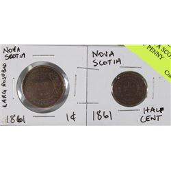 LOT WITH NOVA SCOTIA 1861 PENNY & 1861 HALF PENNY