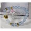 Image 1 : #19-AQUAMARINE BEAD BRACELET 7.5"