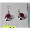 Image 1 : # 97- RED RUBY.925 STERLING SILVER EARRINGS