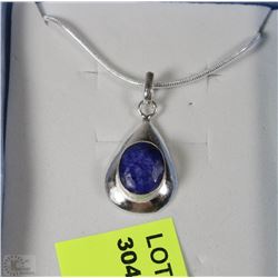#104- BLUE SAPPHIRE .925 STERLING SILVER PENDANT