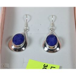 #107- BLUE SAPPHIRE .925 STERLING SILVER EARRINGS