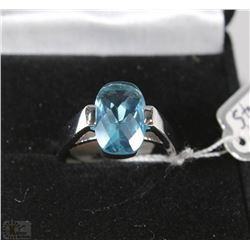 STERLING .925 SILVER RING SIZE 7 W/ BLUE