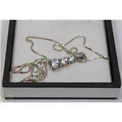 FINE BOX LINK 925 ITALY 18"NECKLACE  WITH CHARM