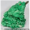 Image 1 : LARGE ORIENTAL FAUX JADE FROG SCULPTURE (6"X6")