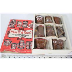 SET OF 8 195O'S "WHAT'LL YA HAVE" SHOT GLASSES