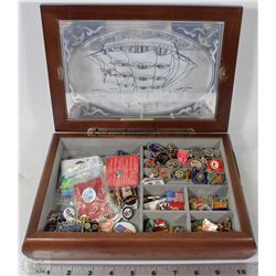 POWELL JEWELRY BOX MIRROR W/GLASS SHIP LID & A LOT
