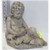 Image 1 : CONCRETE CHILD STATUE W/ BIRD, FROG, TURTLE &