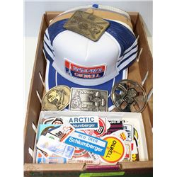 COLLECTION OF OILFIELD COLLECTABLES HATS, BELT