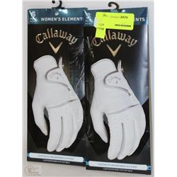 TWO CALLAWAY WOMENS LEATHER GOLF GLOVES