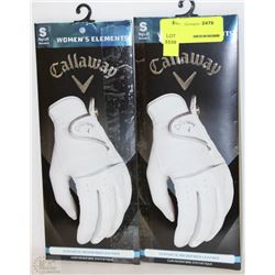 TWO CALLAWAY WOMENS LEATHER GOLF GLOVES